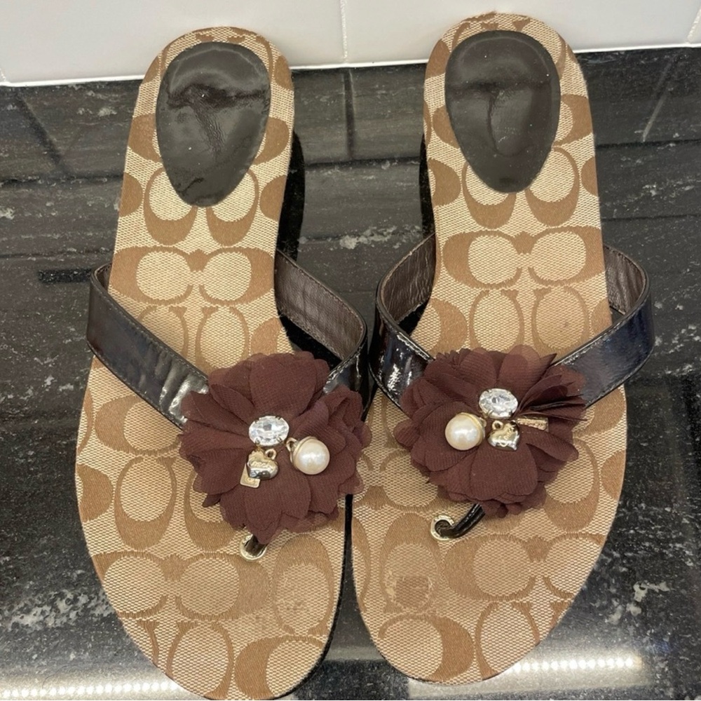 Coach Brown Floral Women's Sandals